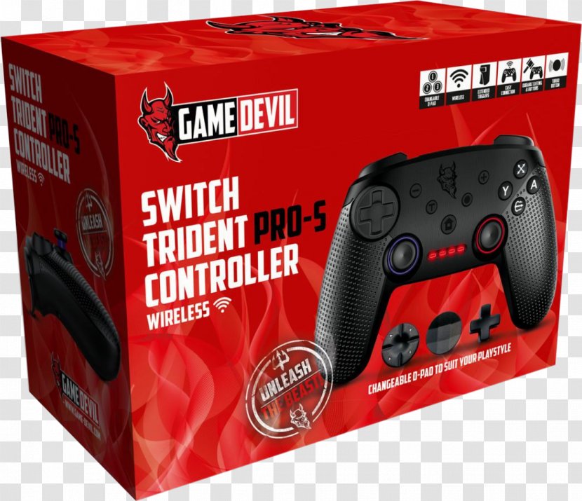 Nintendo Switch Pro Controller Game Controllers PlayStation - Red - Devil Trident Transparent PNG