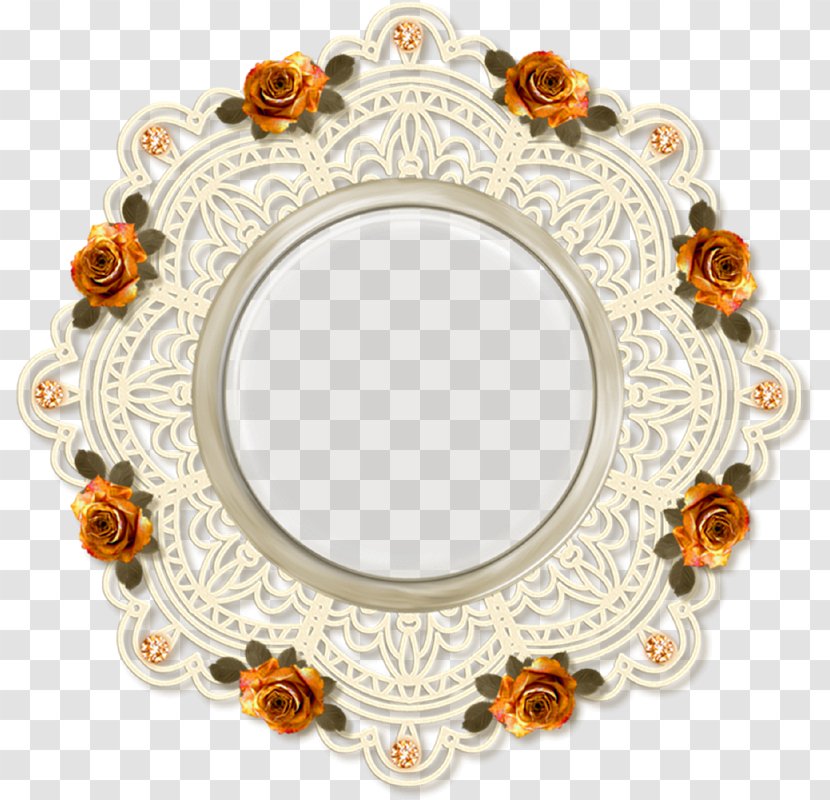 Platter Plate Circle Picture Frames Tableware - Mirror - Lace Boarder Transparent PNG