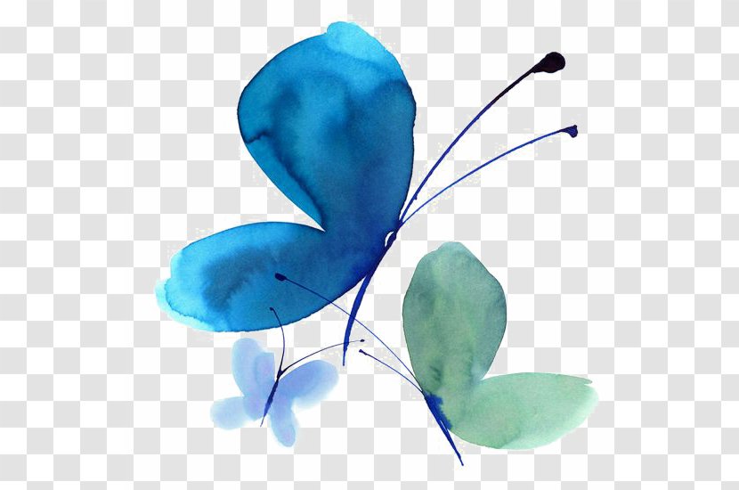 Butterfly Watercolour Flowers Watercolor Painting Ink Wash - Oil Paint Transparent PNG