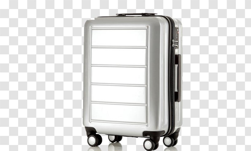 Suitcase Travel Trunk Trolley - Silver Metallic Transparent PNG
