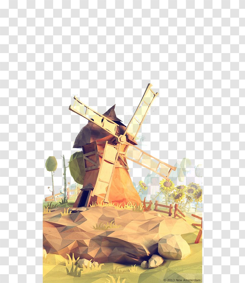 3D Computer Graphics Drawing Low Poly Concept Art Illustration - Windmills Transparent PNG