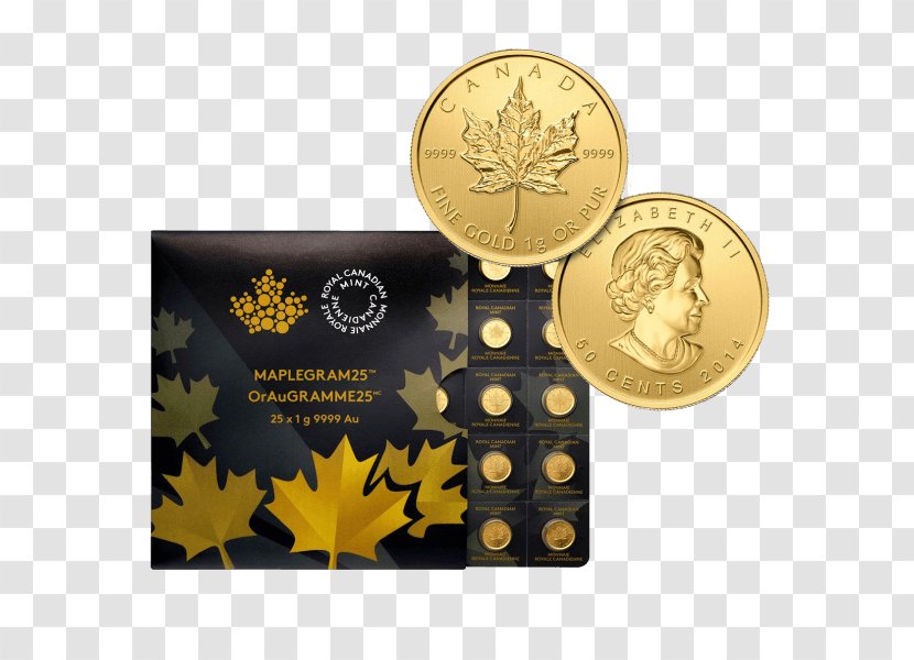 Canadian Gold Maple Leaf Coin Bullion Bar Transparent PNG