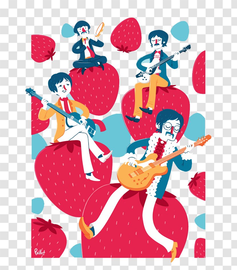 Drawing Art The Beatles Illustrator Illustration - Heart - Painted Strawberry Playing People Transparent PNG