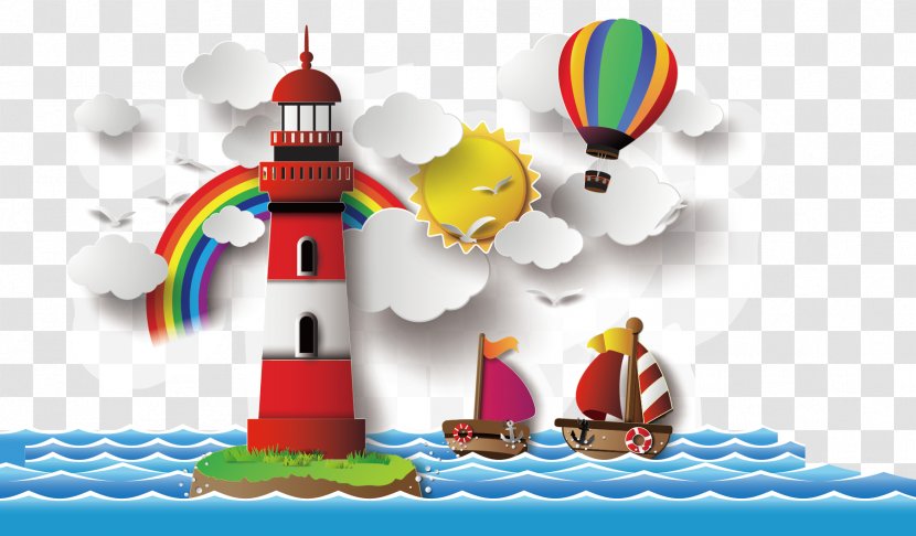 Paper Room Wall Mural Wallpaper - Material - Sea Lighthouse Transparent PNG