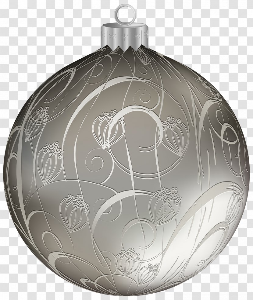 Christmas Ornament Santa Claus Clip Art - Silver - Ball With Ornaments Clipart Image Transparent PNG