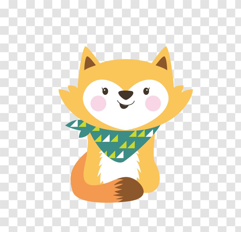 Cartoon Comics - Art - Yellow Cute Fox Decoration Pattern Transparent PNG