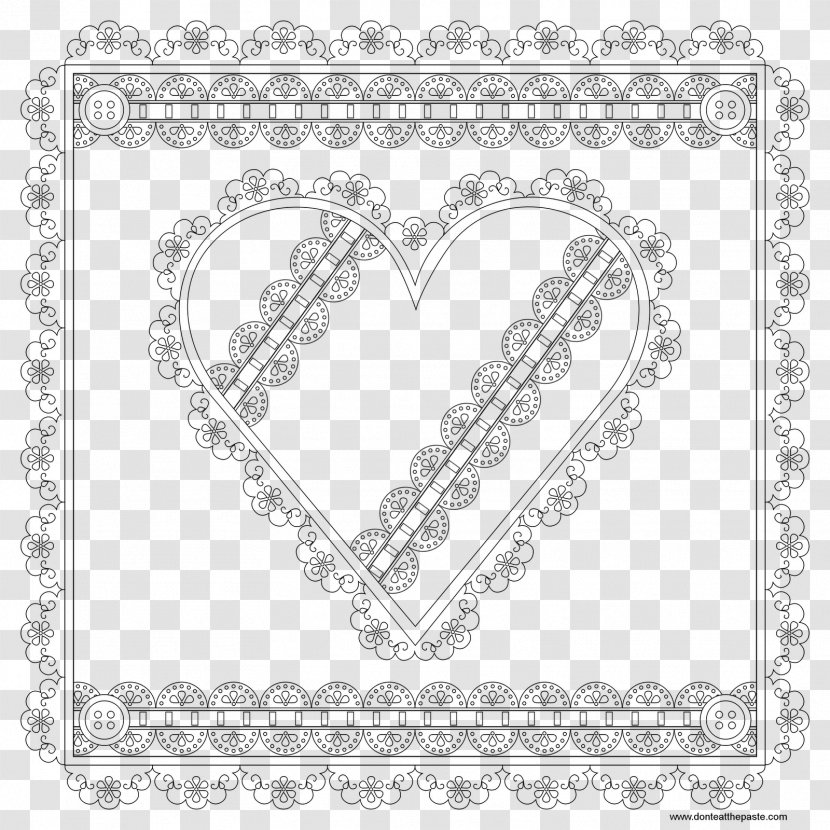 Doily White Line Art Font - Tree - Mandala Heart Transparent PNG