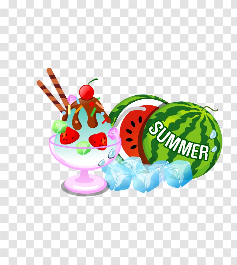 Ice Cream Orange Juice Fruit Strawberry Watermelon - Summer Hot Weather Food Transparent PNG