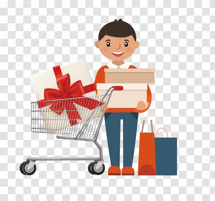 Online Shopping Cart Stock Photography - Royaltyfree - Vector Man Supermarket Transparent PNG