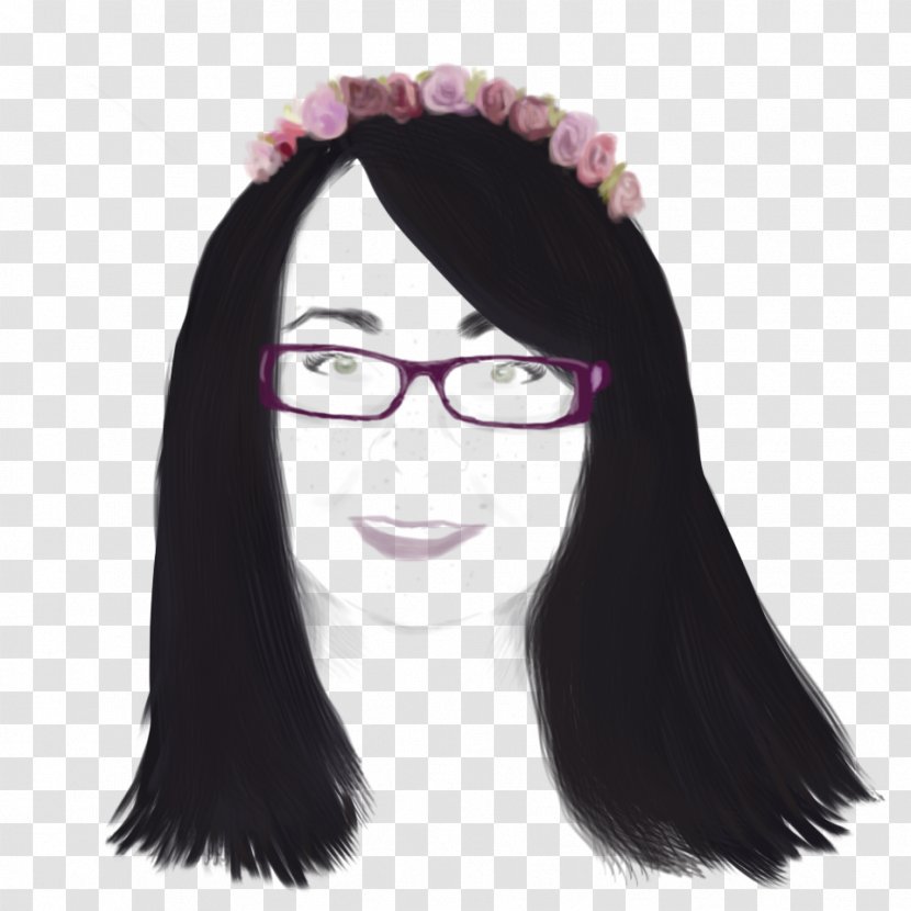 Glasses Black Hair Wig Coloring Transparent PNG