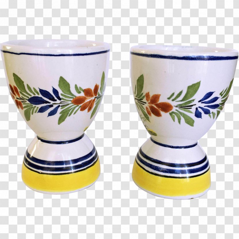 Quimper Faience Ceramic Egg Cups Tableware Pottery - France - Vase Transparent PNG