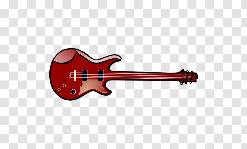 Electric Guitar Cartoon Drawing - Electronic Musical Instrument - Red Transparent PNG