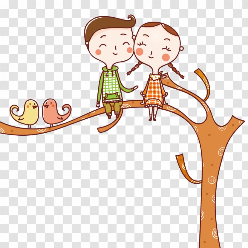 Child Cartoon Significant Other - Recreation - Couple Tree Branch Transparent PNG