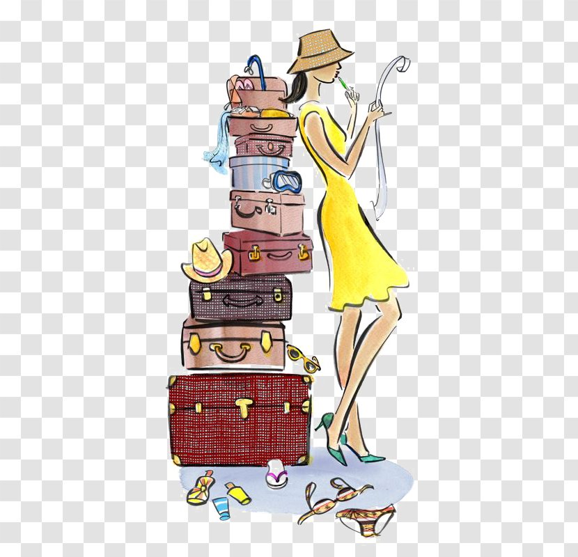 Travel Fashion Illustration Drawing Suitcase Transparent PNG