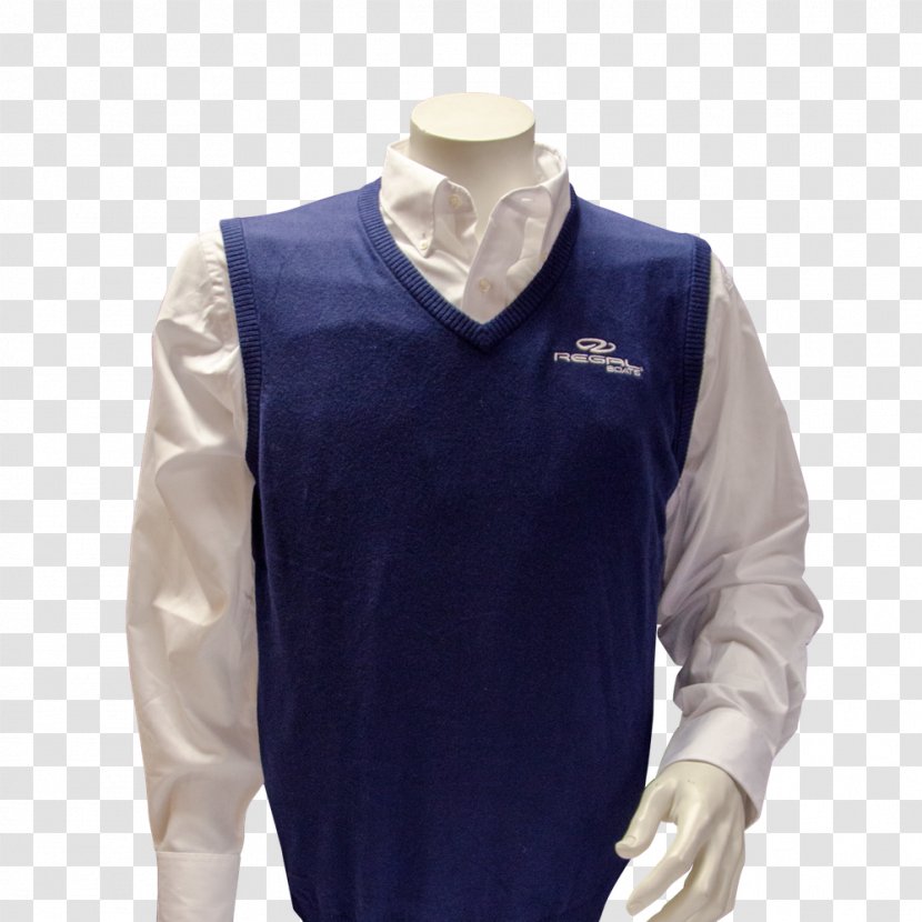 Sleeve Neck Collar Outerwear Jacket - Blue - Sweater Vest Transparent PNG