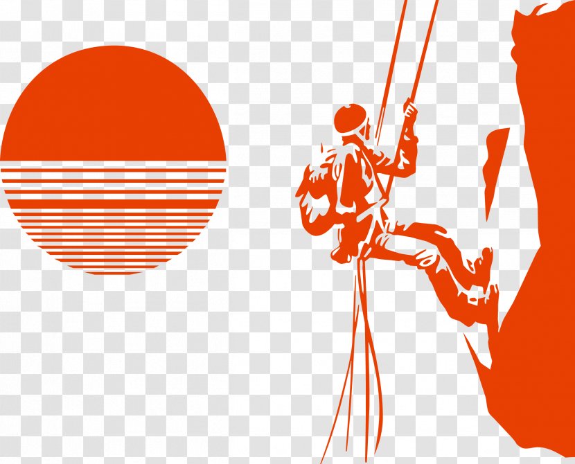 Climbing Silhouette Mountaineering - Orange - Climber Vector Transparent PNG