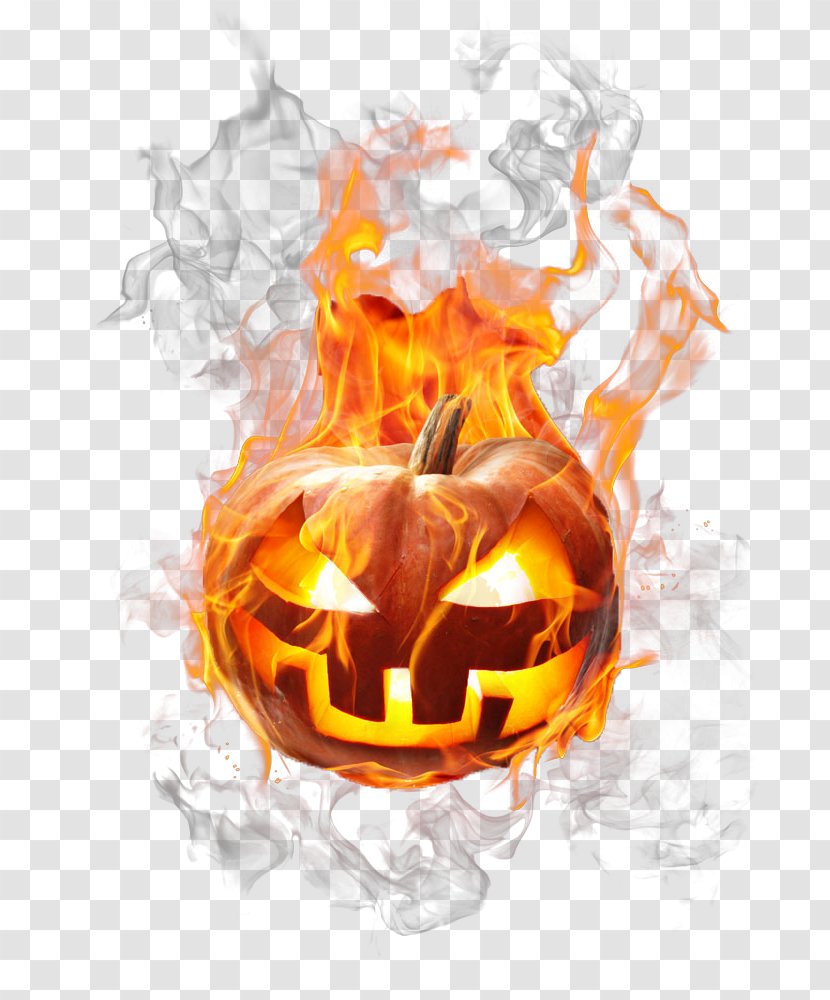 Jack-o'-lantern Halloween Pumpkin Flame - Calabaza - Burning Transparent PNG