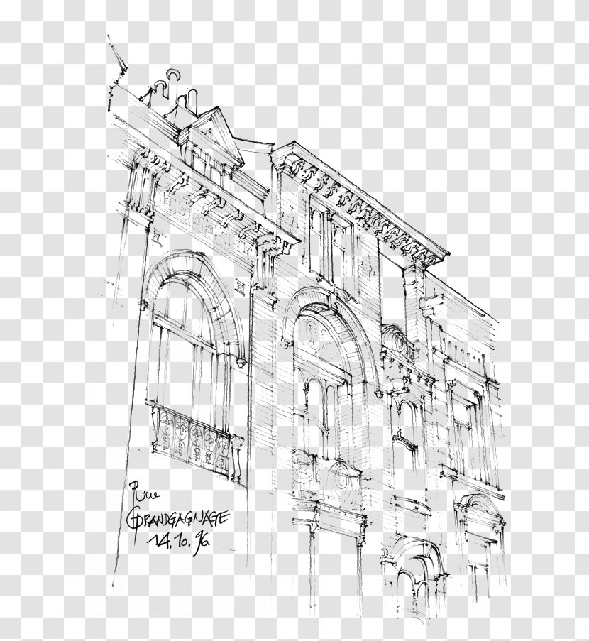 Facade Architecture Building Sketch - Drawing - Artwork Transparent PNG