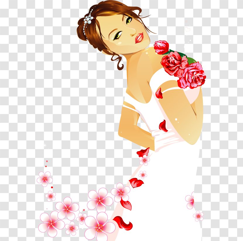 Bride Drawing Euclidean Vector Illustration - Heart - Hand-drawn Happy Transparent PNG