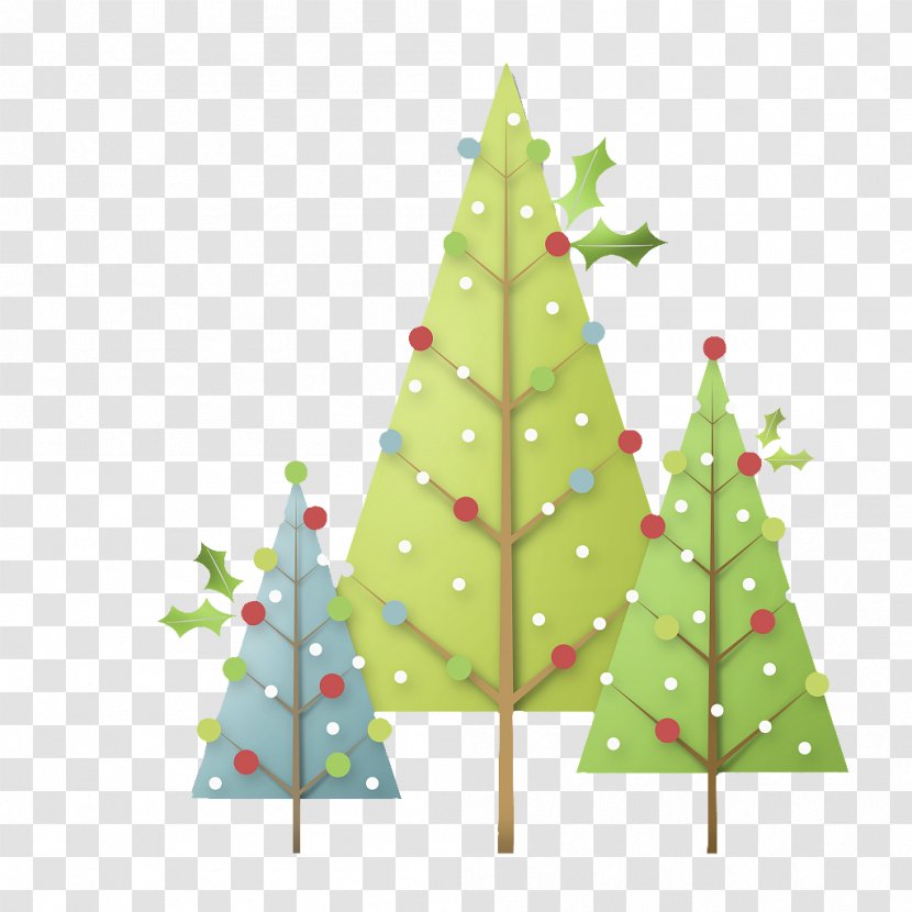 Common Holly Christmas Tree - Spruce - Hand Painted Tree,Zigzag Transparent PNG