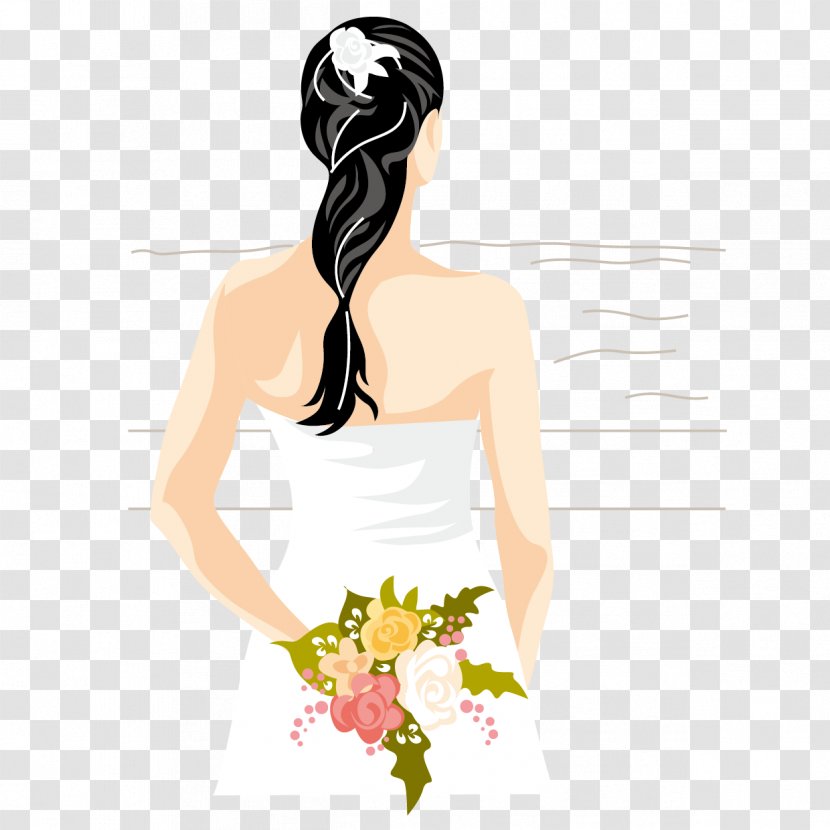 Bride Contemporary Western Wedding Dress Marriage - Cartoon - Silhouette Vector Transparent PNG
