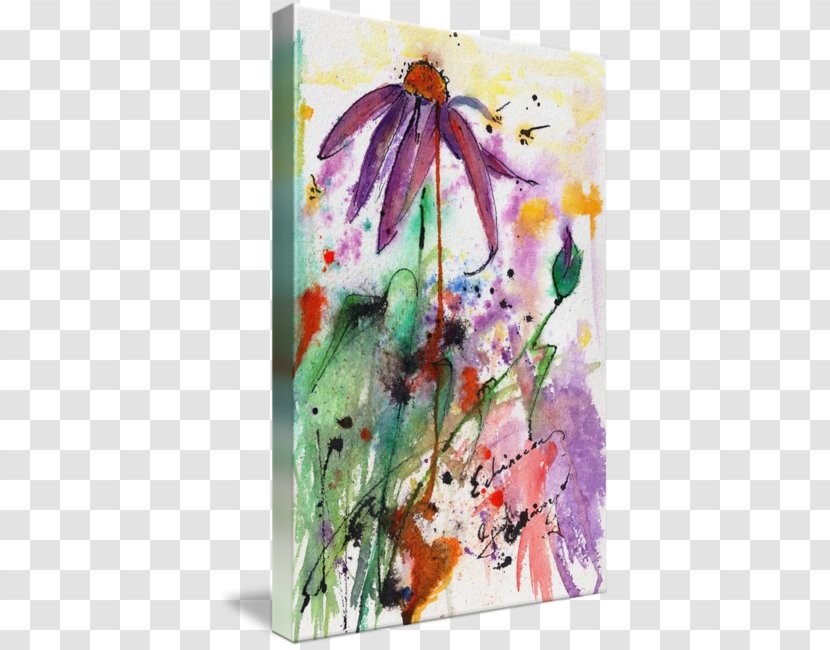 Watercolor Painting Floral Design Canvas Print - Ink - Purple Transparent PNG
