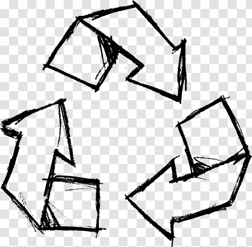 Recycling Symbol Drawing Bin - Reuse - Hand Drawn Transparent PNG