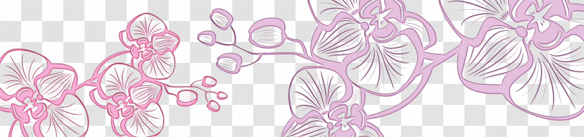 Pink Plant Line Art Pattern Transparent PNG