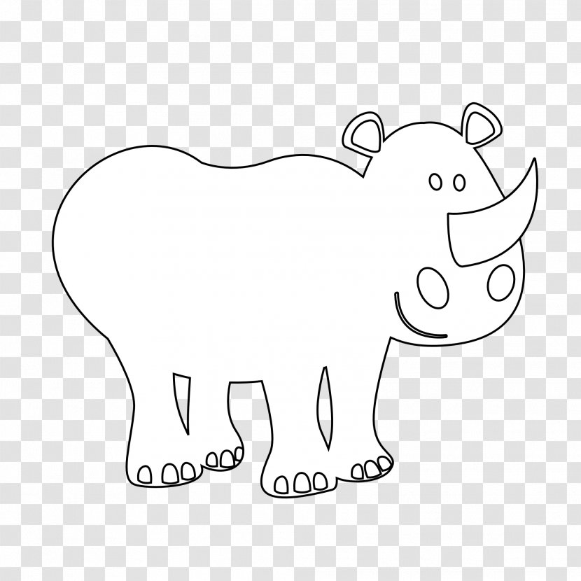 Line Art Drawing Black And White Clip - Carnivoran - Rhino Transparent PNG