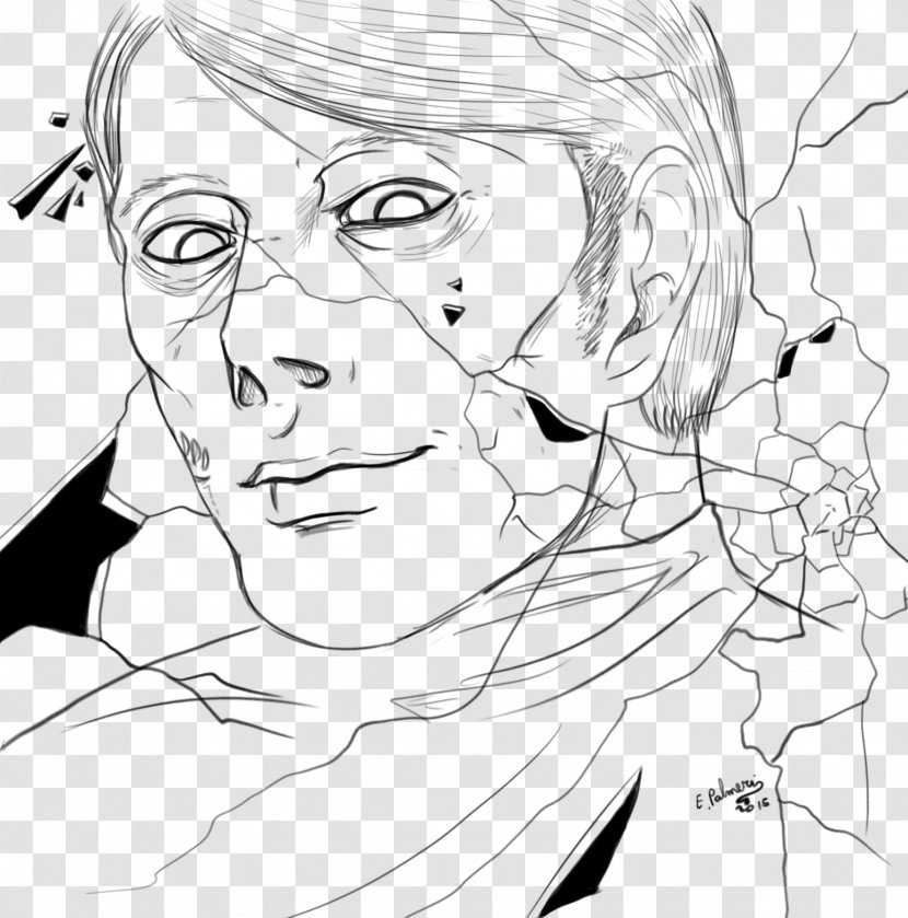 Drawing Line Art Cartoon Sketch - Frame - Hannibal Lecter Transparent PNG