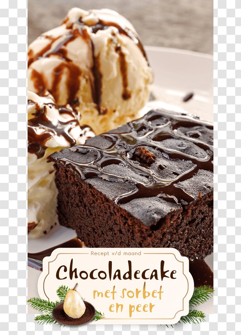 Flourless Chocolate Cake Brownie Pudding Ice Cream Transparent PNG