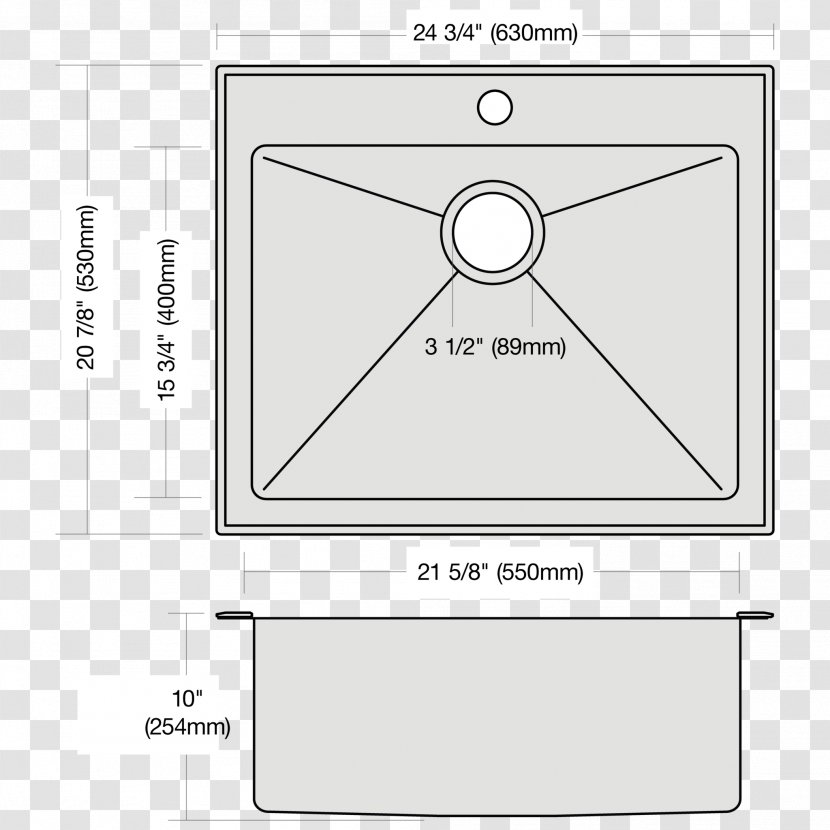 Kitchen Sink Stainless Steel Bowl - Sieve - Plan Transparent PNG