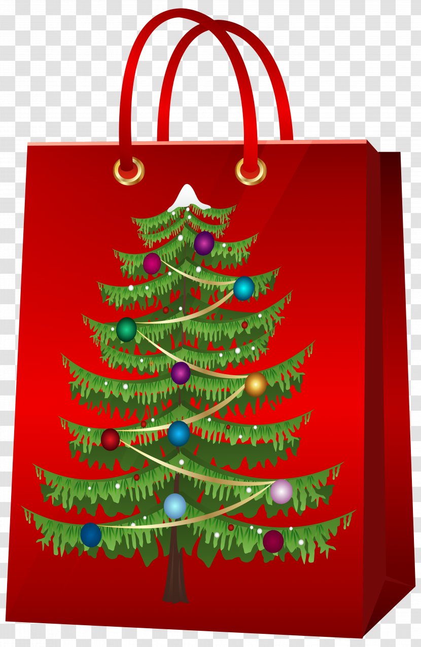Santa Claus Christmas Gift Clip Art - Shopping Bags Trolleys - Bag With Tree Image Transparent PNG