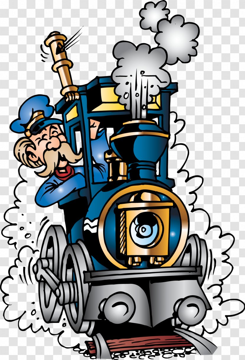 Train Conductor Rail Transport Railroad Engineer Steam Locomotive - Cartoon Transparent PNG