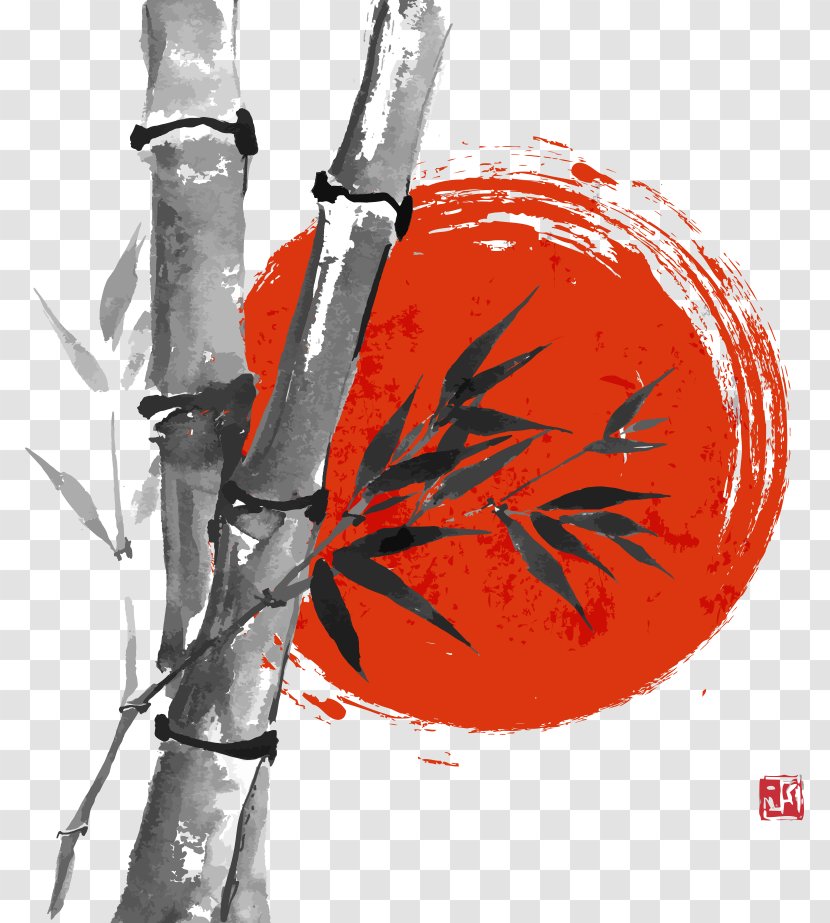 Japanese Painting Ink Wash Drawing - Art - Japan Bamboo Vector Transparent PNG