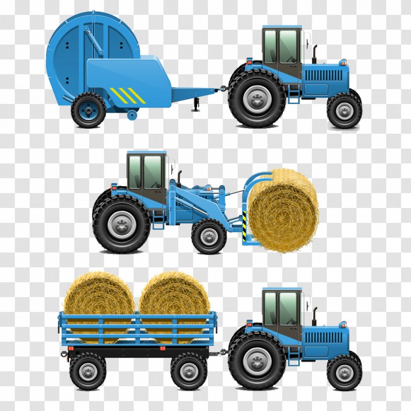Tractor Agriculture Baler Hay - Brand - Hand-drawn Cartoon Farm Transparent PNG