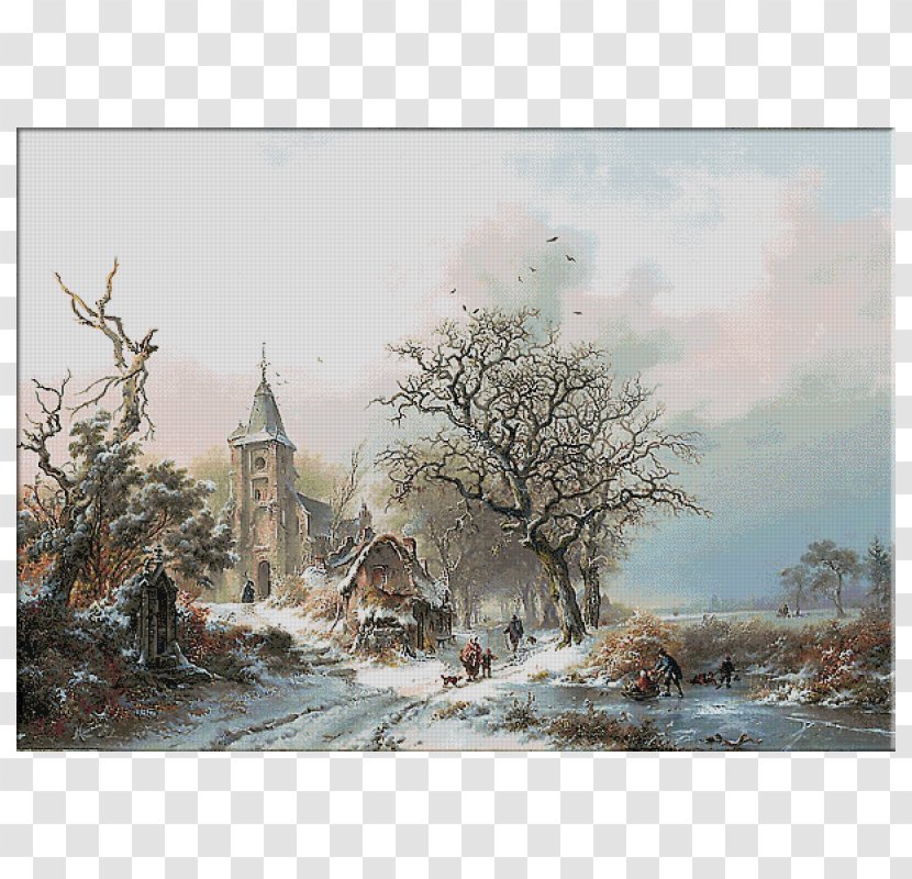 Watercolor Painting Winter Landscape With Skaters KRIF Transparent PNG