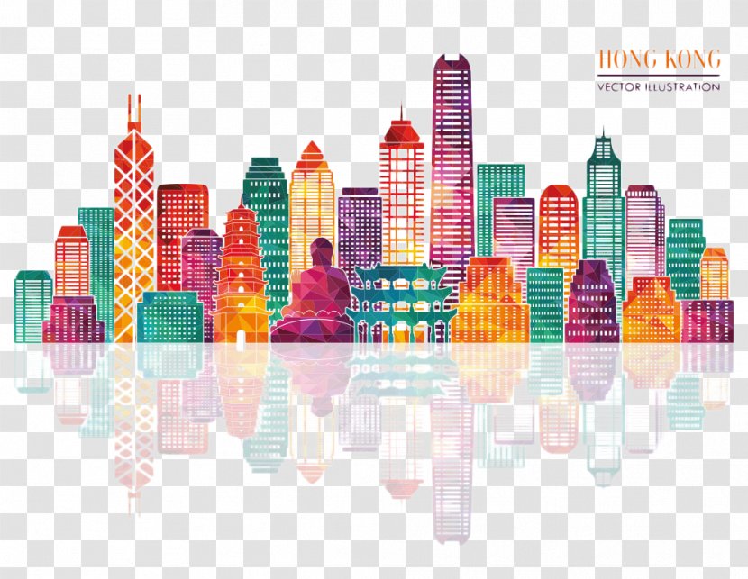 Hong Kong Skyline Royalty-free Silhouette - Magenta - Painted City Transparent PNG