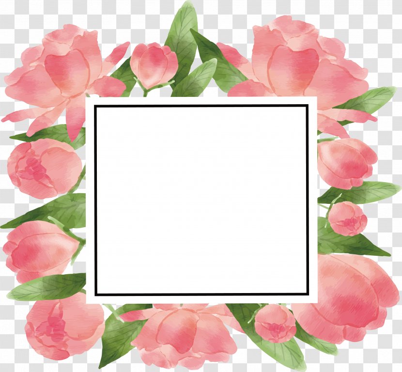 Paper Watercolor Painting Picture Frame Flower - Floristry - Romantic Pink Photo Transparent PNG