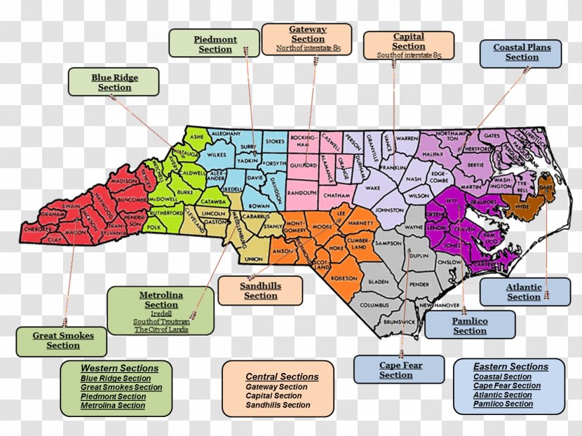 Piedmont North Carolina Map Cartoon Line Transparent PNG