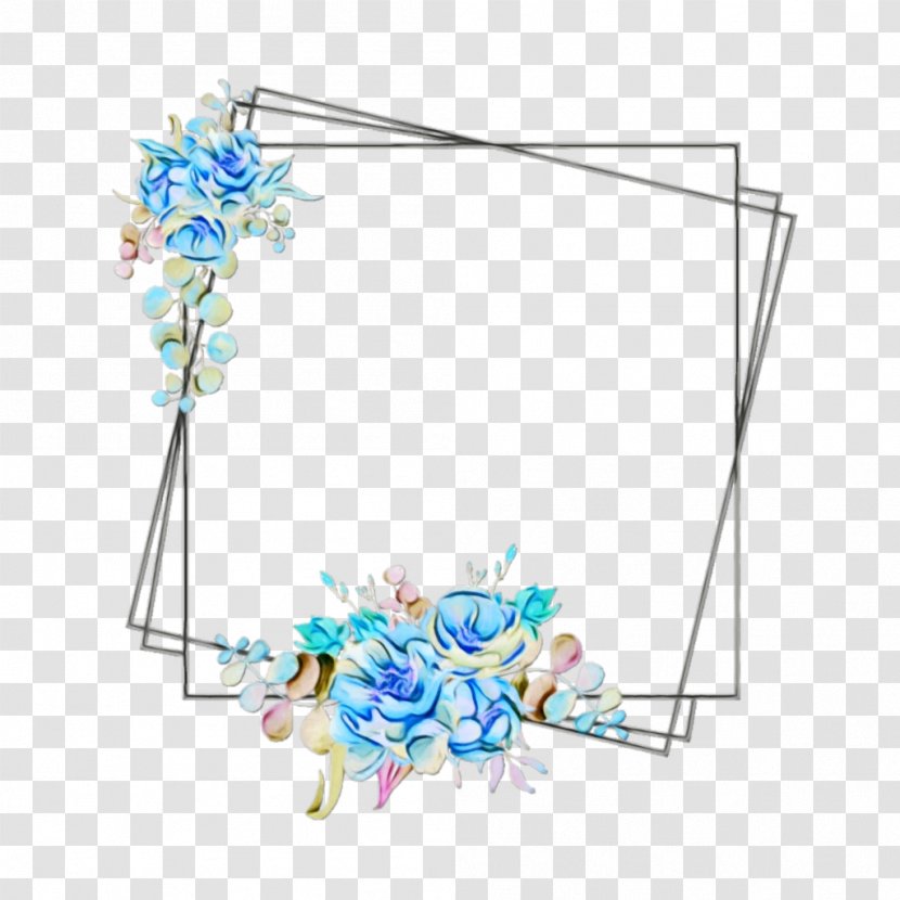 Blue Flower Borders And Frames - Navy - Turquoise Picture Transparent PNG
