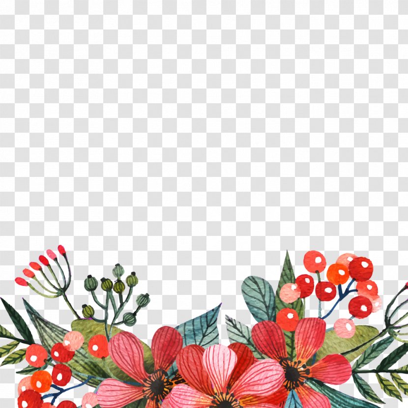 Flower Watercolor Painting Red - Flowering Plant Transparent PNG