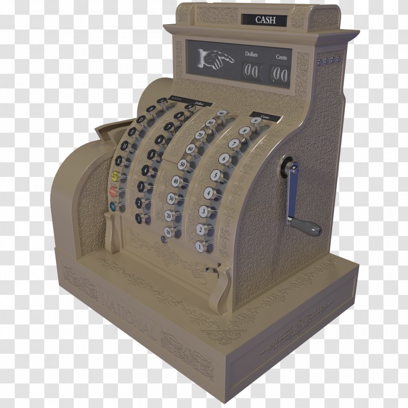 Cash Register Machine Point Of Sale 3D Modeling Cinema 4D - 4d - Brown Vintage Transparent PNG