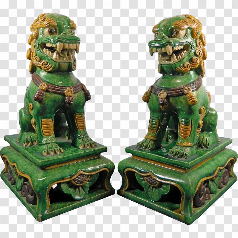 Chinese Guardian Lions Antique Statue Ceramics Terracotta - Sculpture Transparent PNG