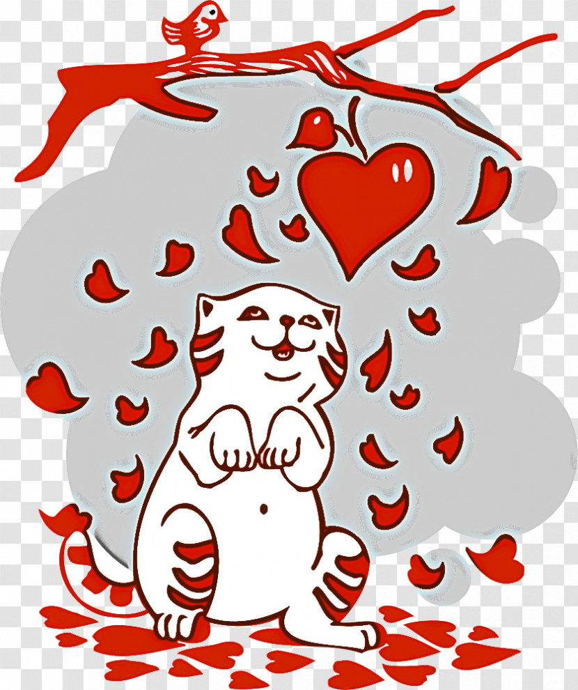 Red Ornament Heart Line Art Transparent PNG