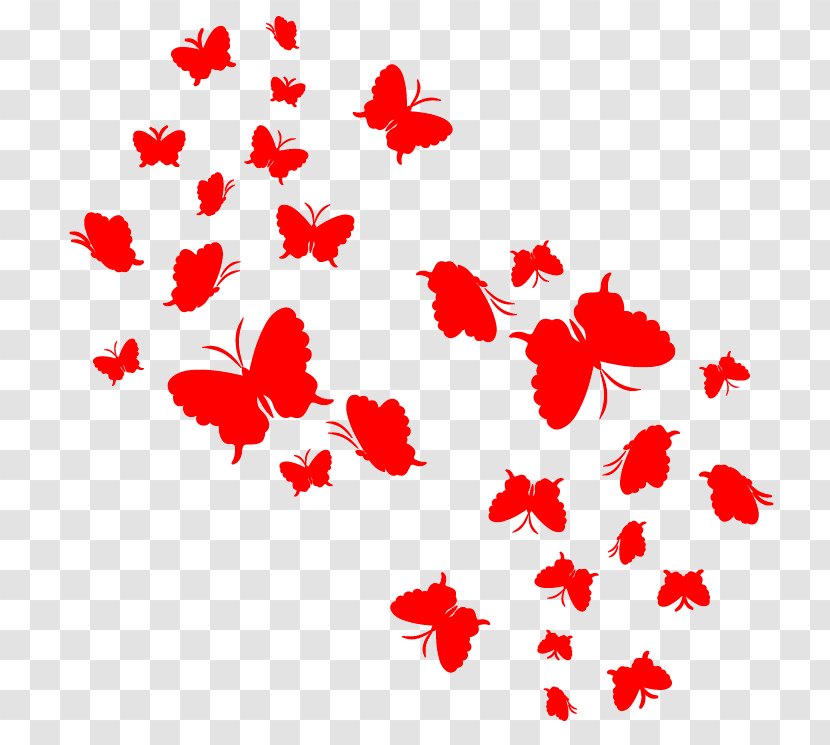 Red Butterflies And Moths Виниловая интерьерная наклейка Clip Art - Petal - Butterfly Heart Transparent PNG