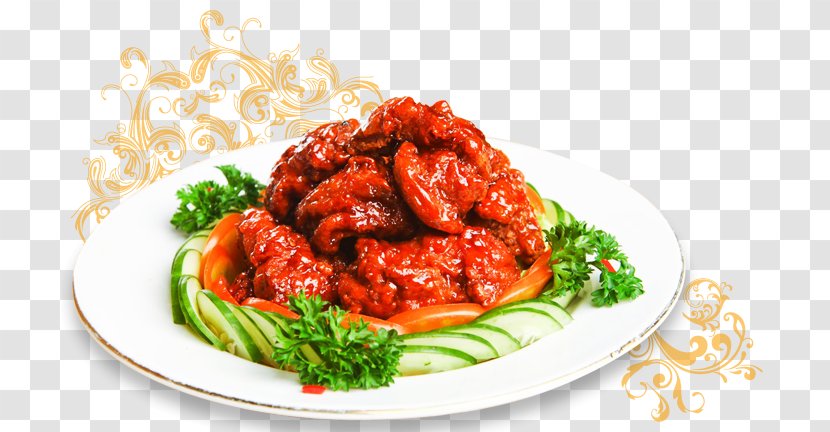 Shanghai Cuisine General Tso's Chicken Meatball Vegetarian Food - Animal Source Foods - Chinese Takeout Transparent PNG