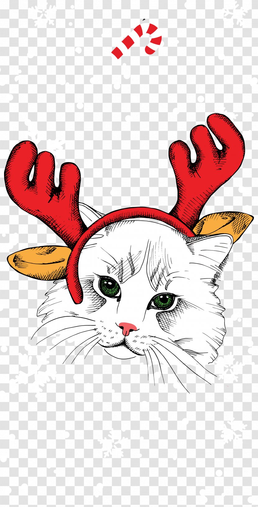 Whiskers Kitten Cat Reindeer Christmas - Silhouette Transparent PNG