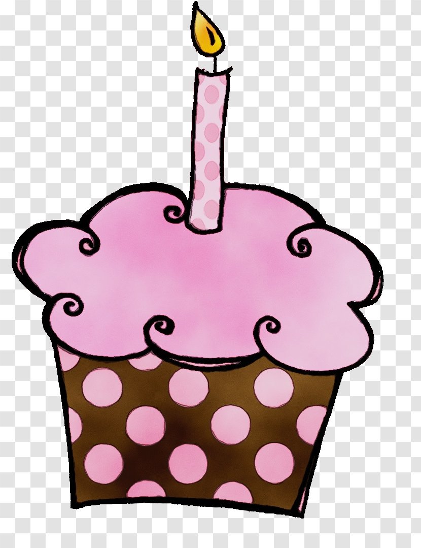 Pink Birthday Cake - Watercolor - Candle Dessert Transparent PNG
