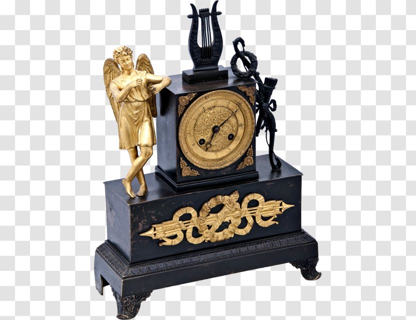 French Empire Mantel Clock Fireplace Gilding - Wood Transparent PNG